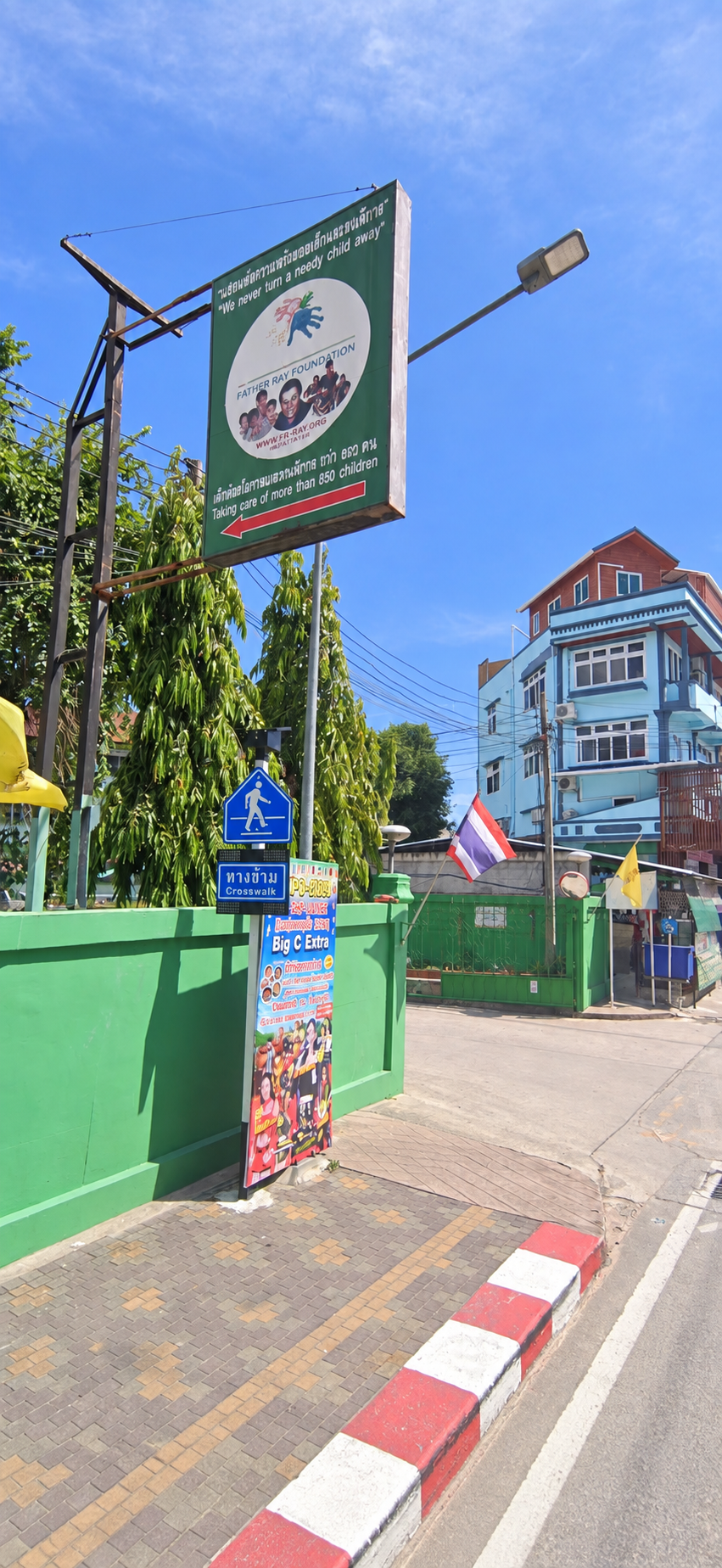 Father Ray Foundation sign and college entrance in Pattaya
