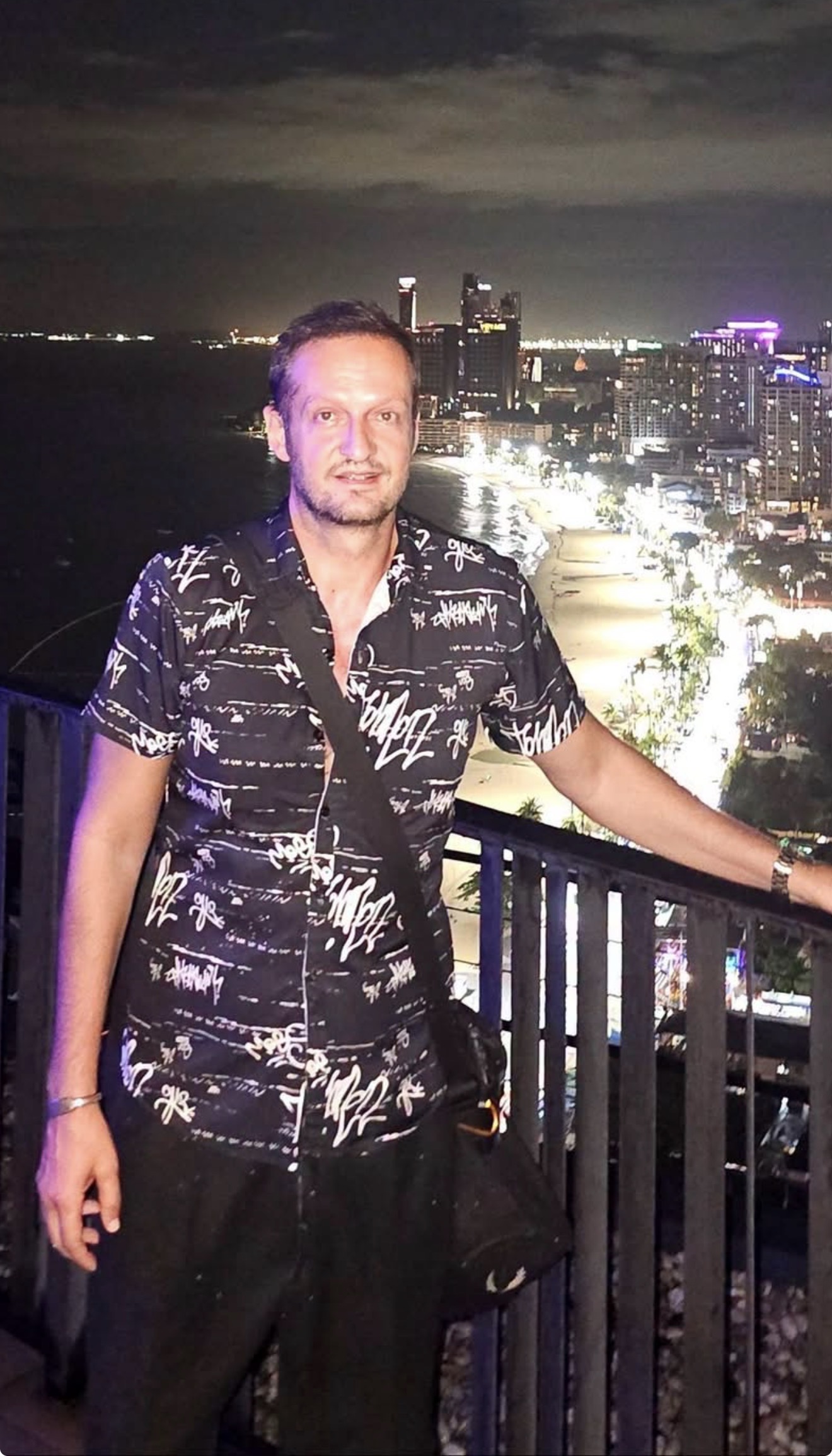 Yannis overlooking Pattaya at night.